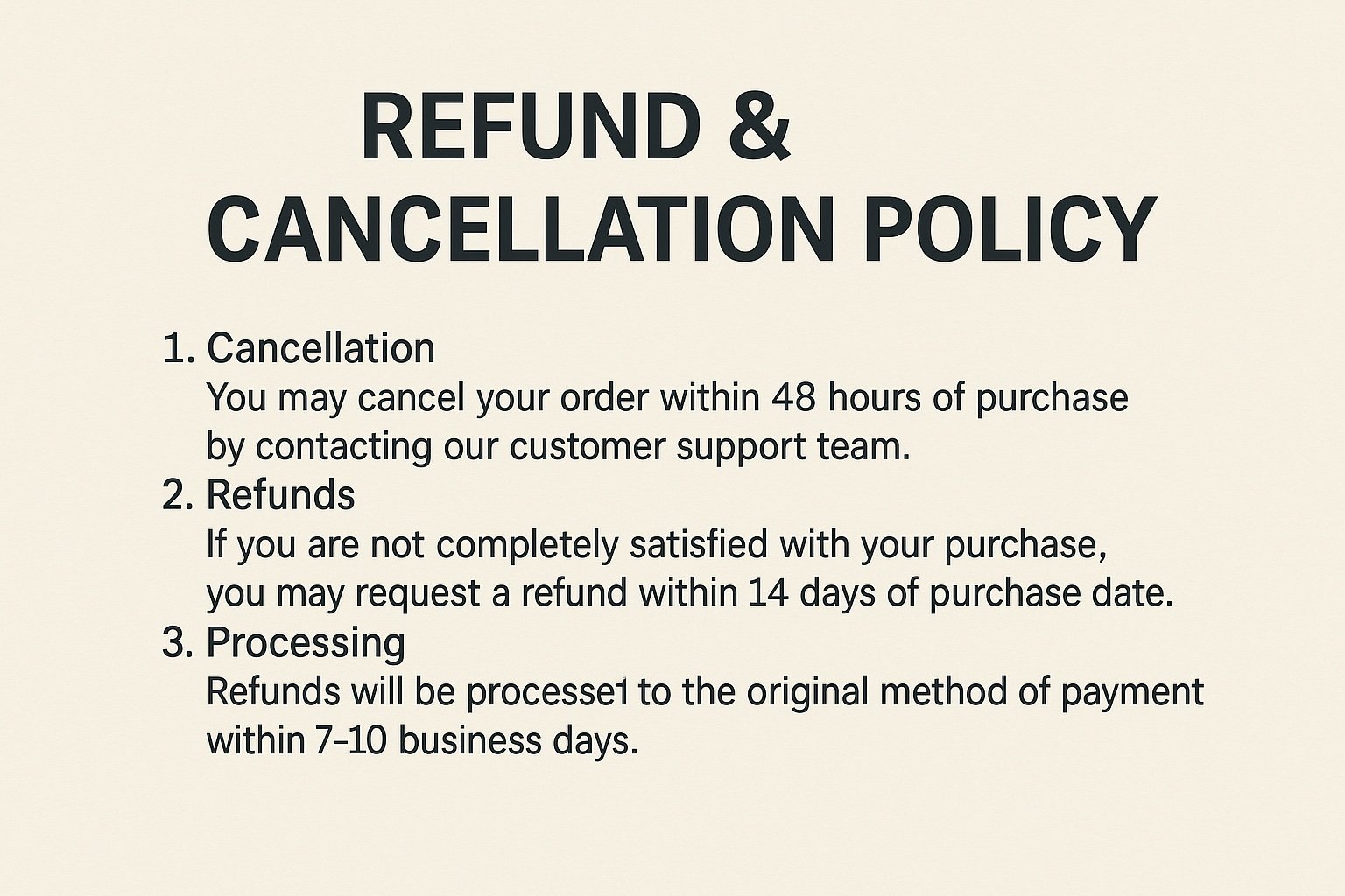 Refund & Cancellation Policy
