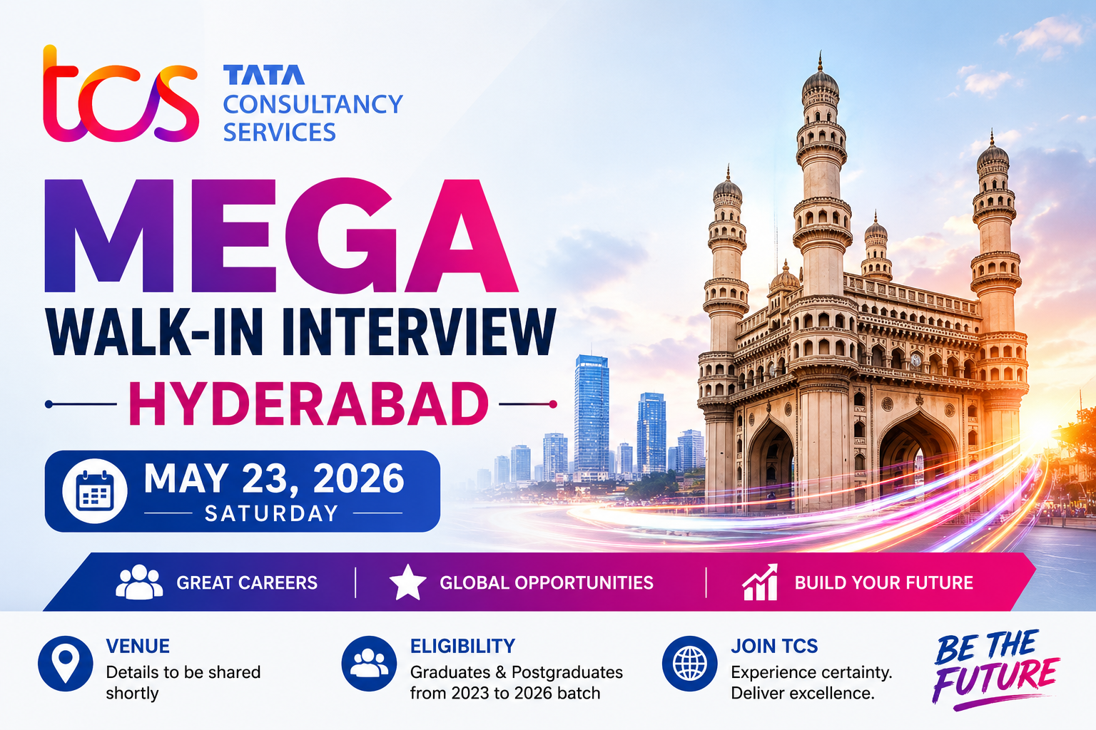TCS Mega Walk-in Interview | Hyderabad | May 23, 2026