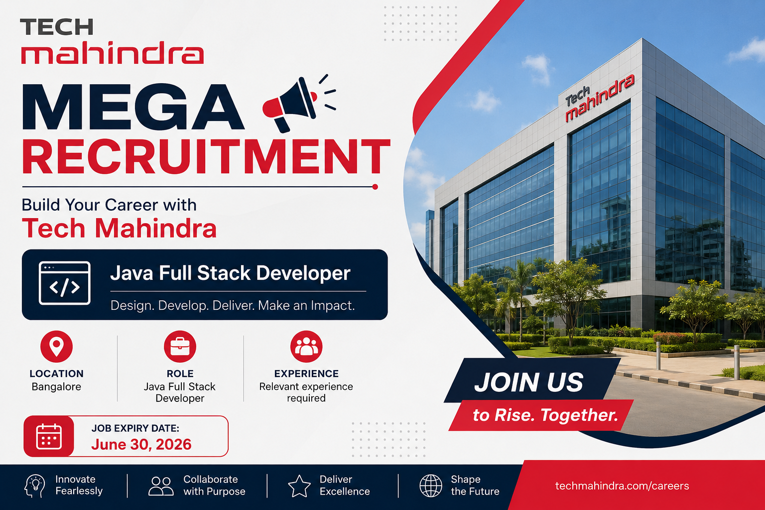 Tech Mahindra Recruitment 2026 | Java Developer Role | Bangalore