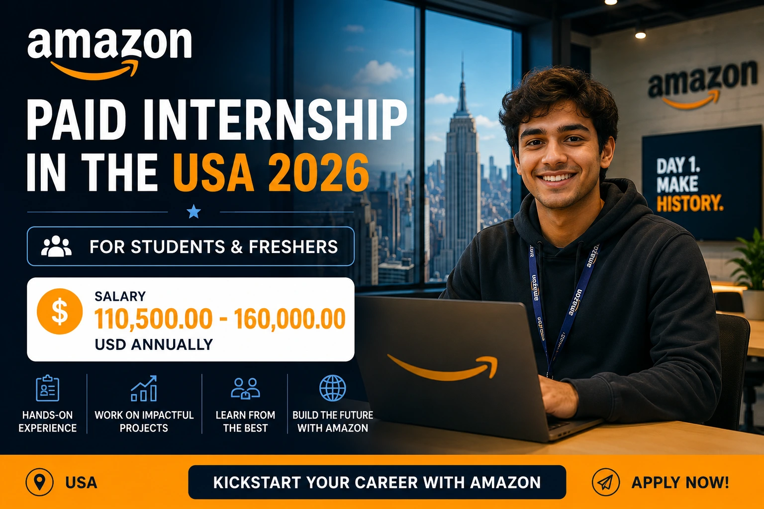 Amazon Paid Internship in USA 2026 | Students/Freshers | Apply Now