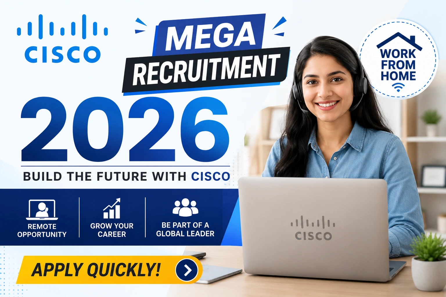 Cisco Mega Recruitment 2026 | Work From Home/Remote | Apply Quickly!