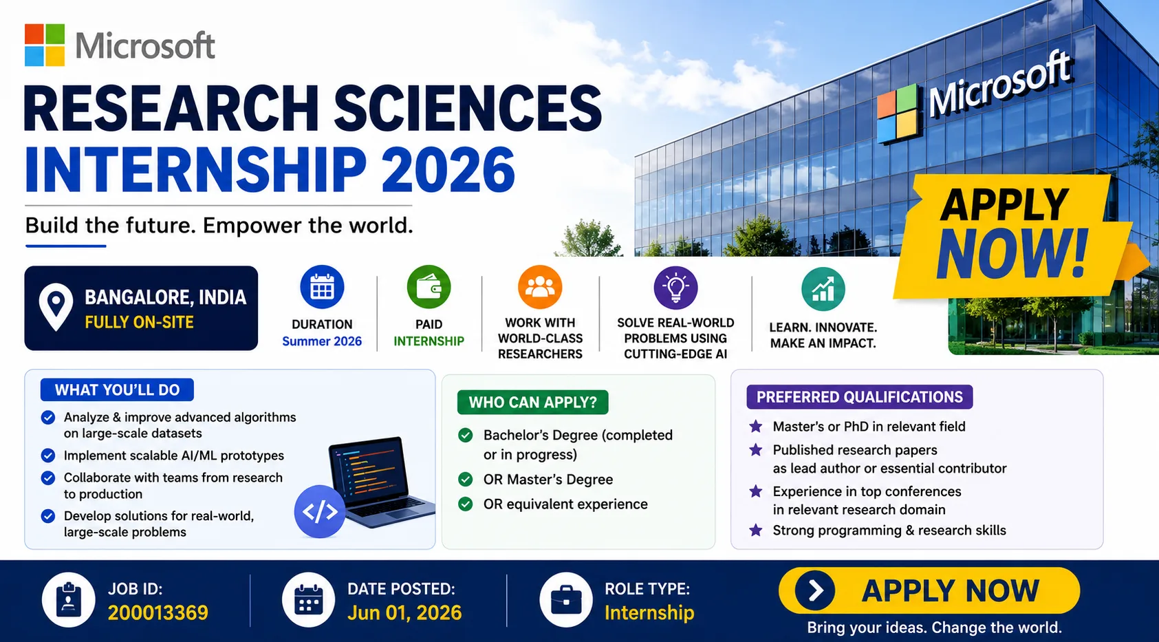 Microsoft Research internship 2026 Freshers | Stiphend, Eligibility – Apply Now