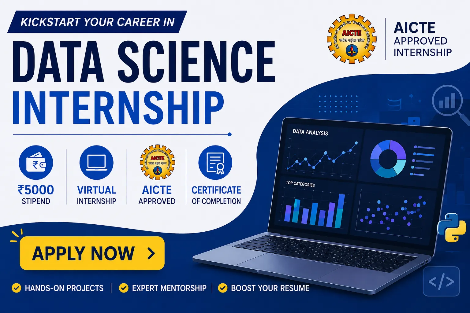 Data Science Internship | ₹5000 Stipend | Virtual | AICTE | Apply Now