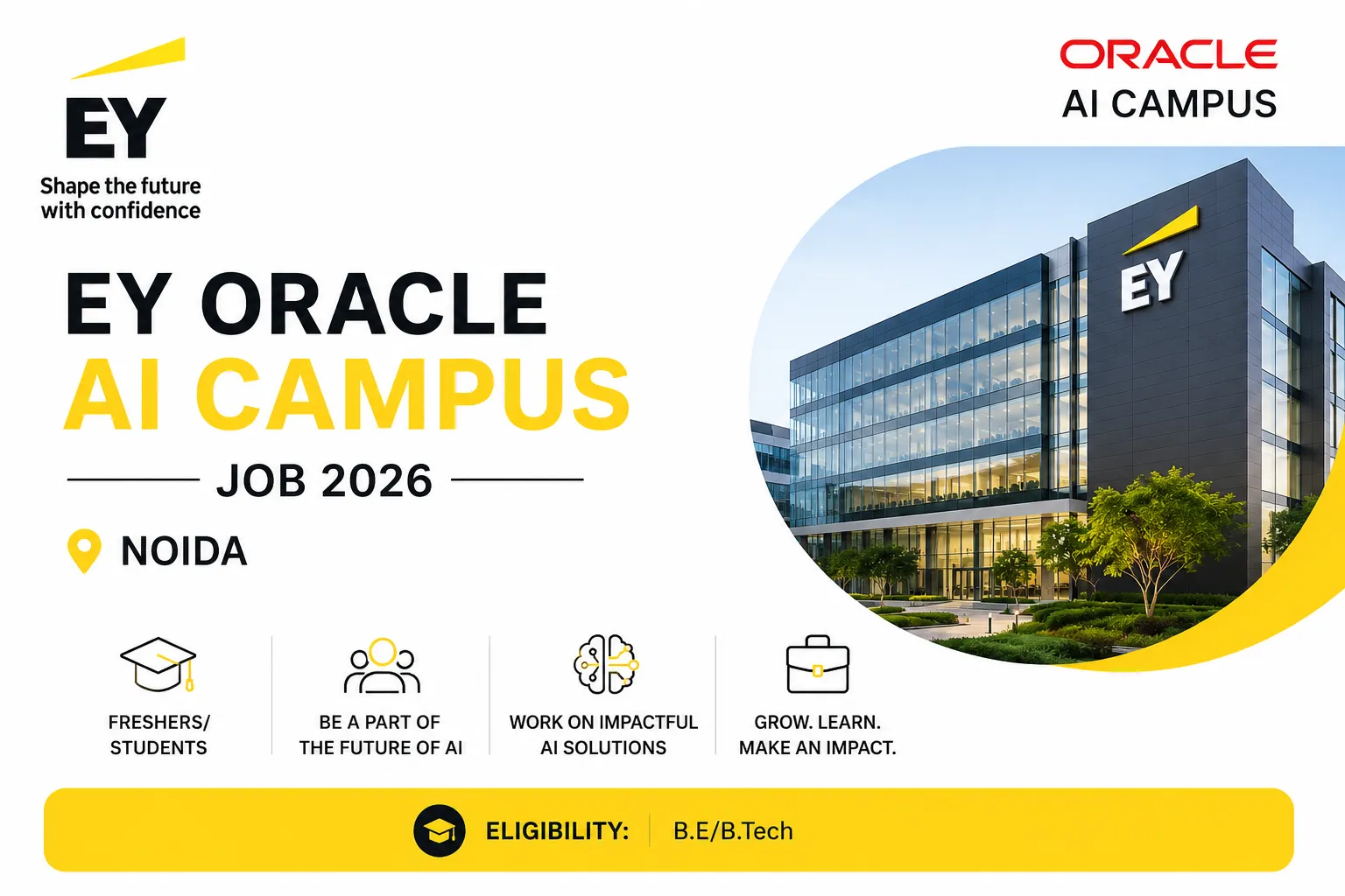 EY Oracle AI Campus Job 2026 | Noida | Freshers/Students | B.E/B.Tech