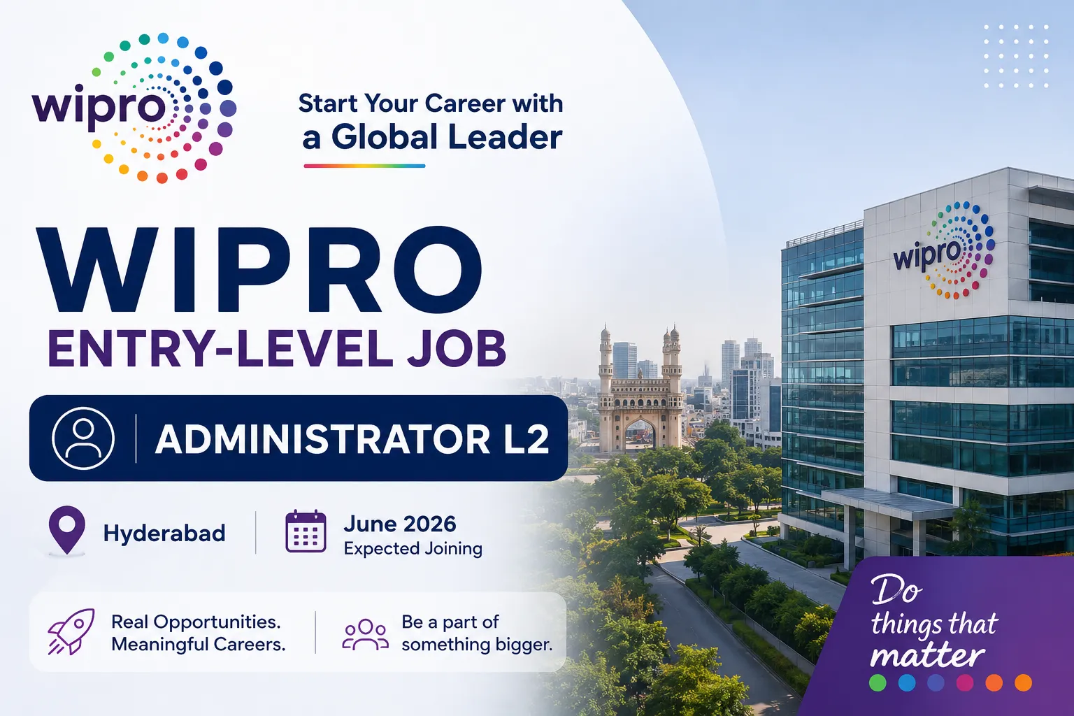 Wipro Entry-Level Job in Hyderabad | ADMINISTRATOR L2 | June 2026