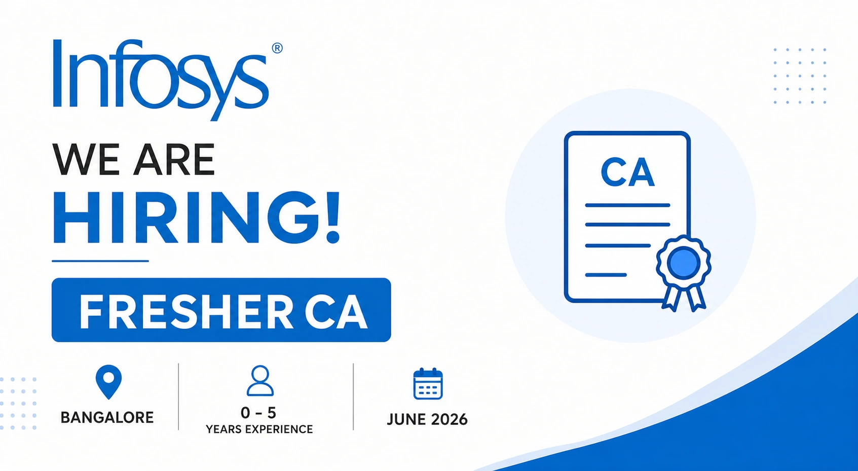 Infosys is Hiring Fresher CA