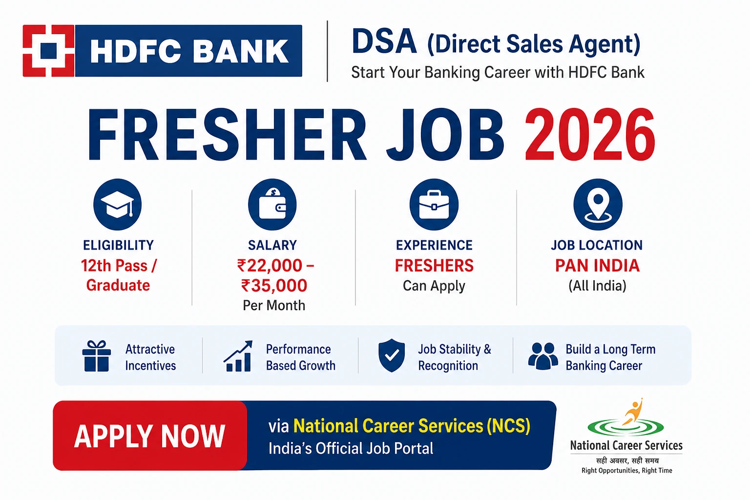 HDFC Bank DSA Fresher Job 2026