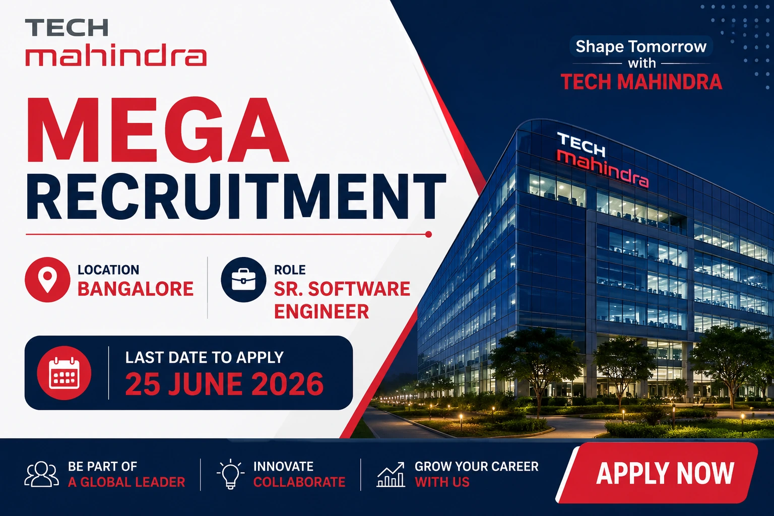 Tech Mahindra Mega Recruitment | Bangalore | Sr. Software Engineer