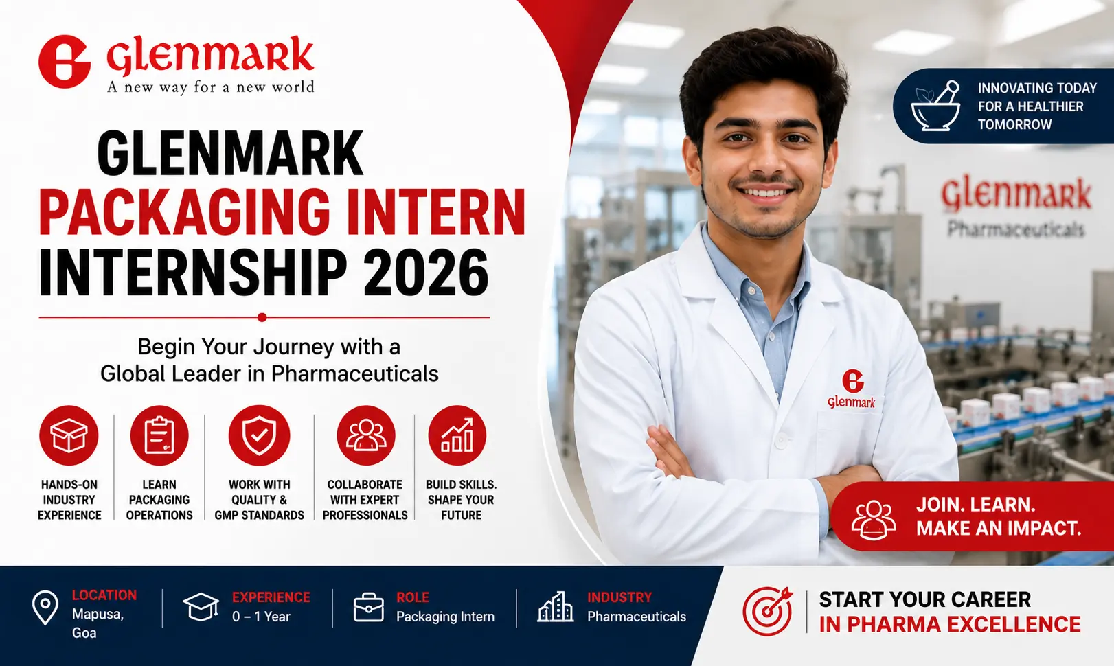 Glenmark Internship 2026 | Packaging Intern Role | Apply Now