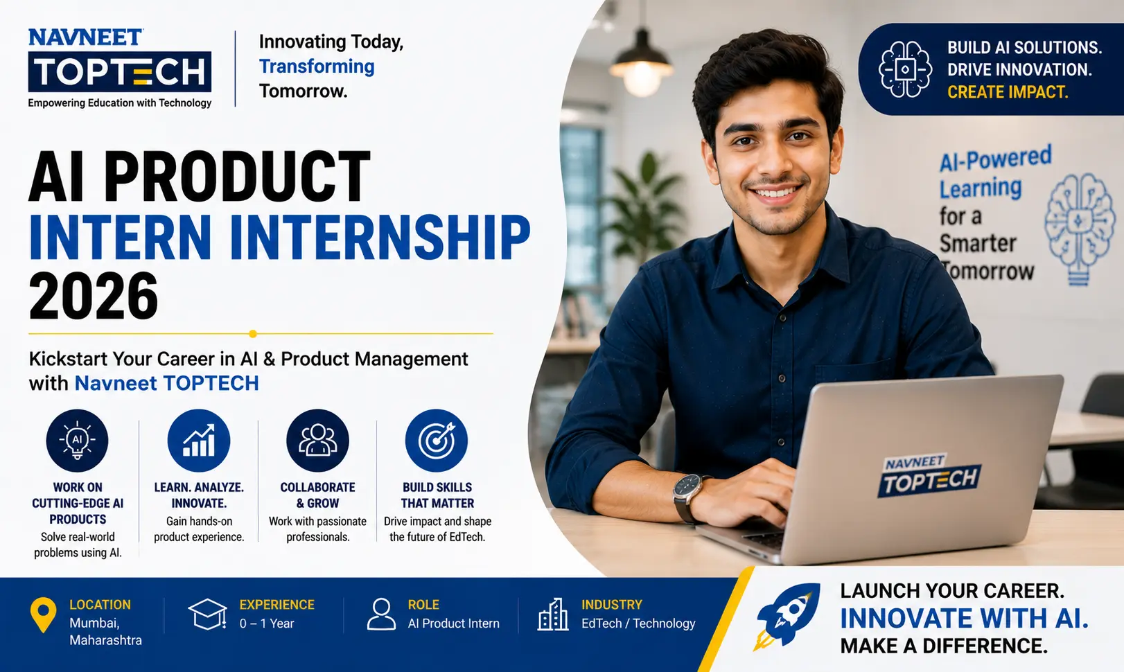 Navneet TOPTECH Internship 2026 | AI Product Intern for Freshers