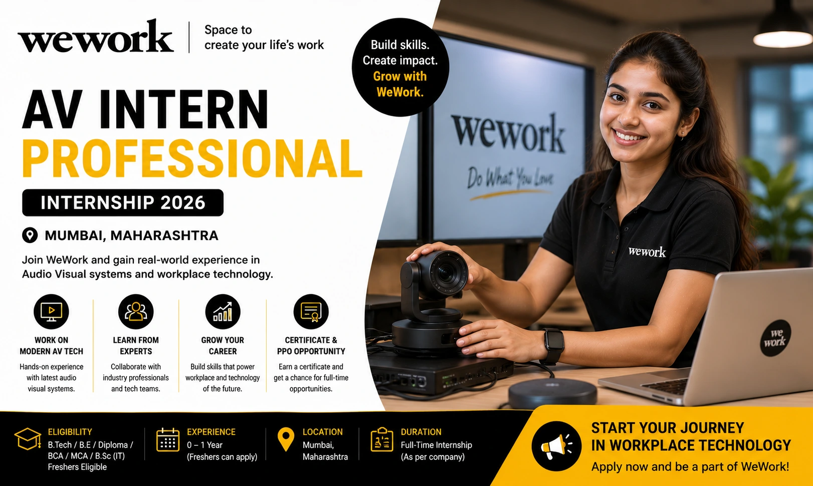 WeWork AV Internship 2026 | Freshers Apply Now