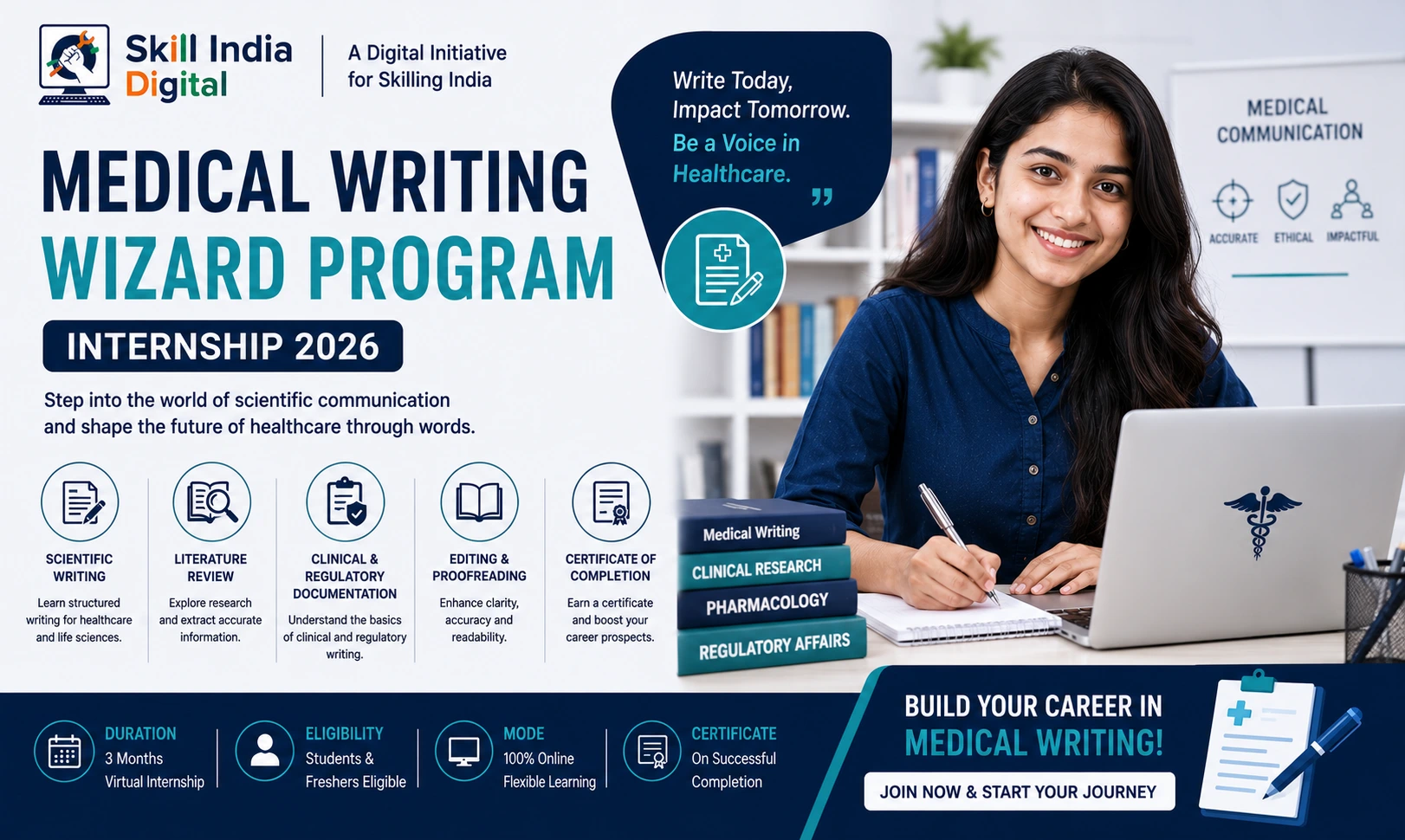 Skill India Digital Internship 2026 | Medical Writing Wizard Program