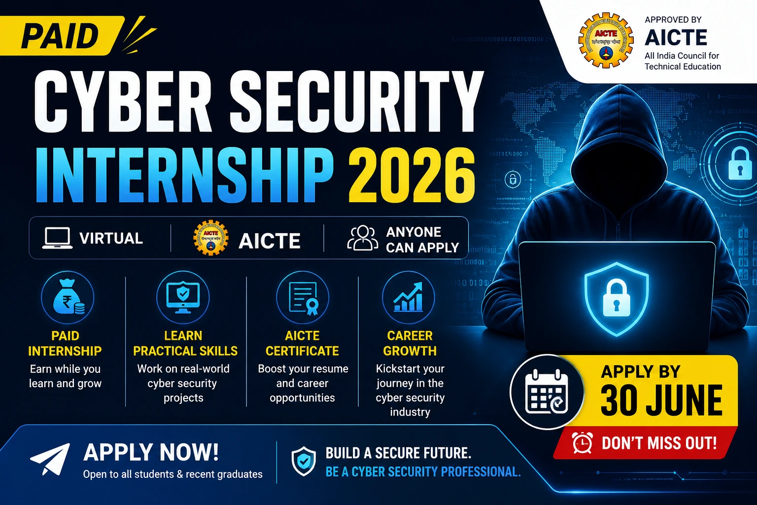 Paid Cyber Security Internship 2026 | Virtual | AICTE | Anyone Can Apply